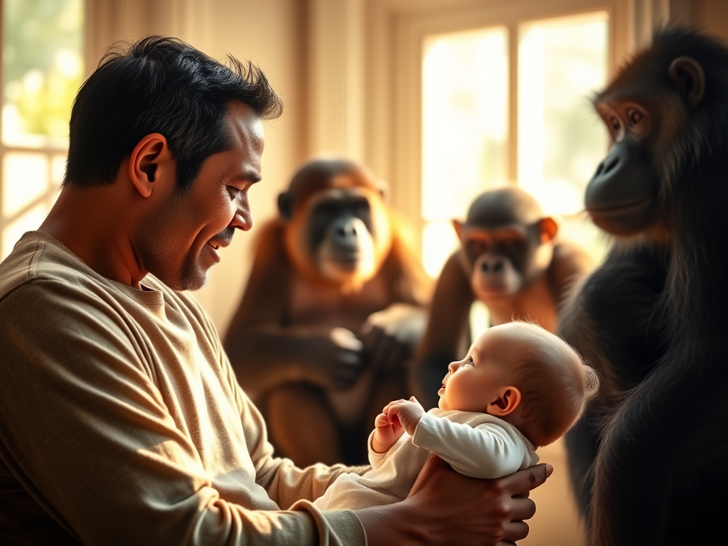 Babysprache: Menschliches Phänomen, selten bei Menschenaffen. Credits: Pugnalom by LabNews Media LLC