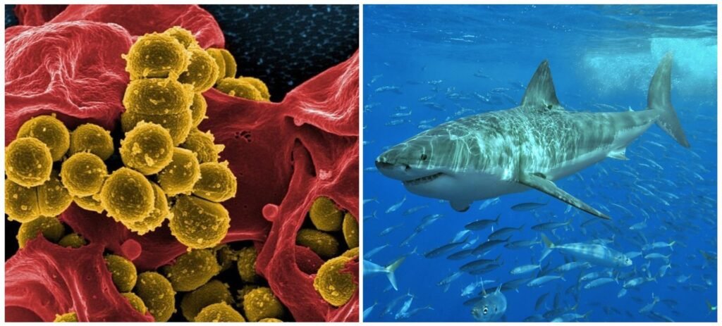 The Universal Thermal Performance Curve (UTPC) can be applied to all species and measures of their performance in response to thermal variations: from battery cell division (left) to shark swimming in the ocean (right). Credits: University of Granada