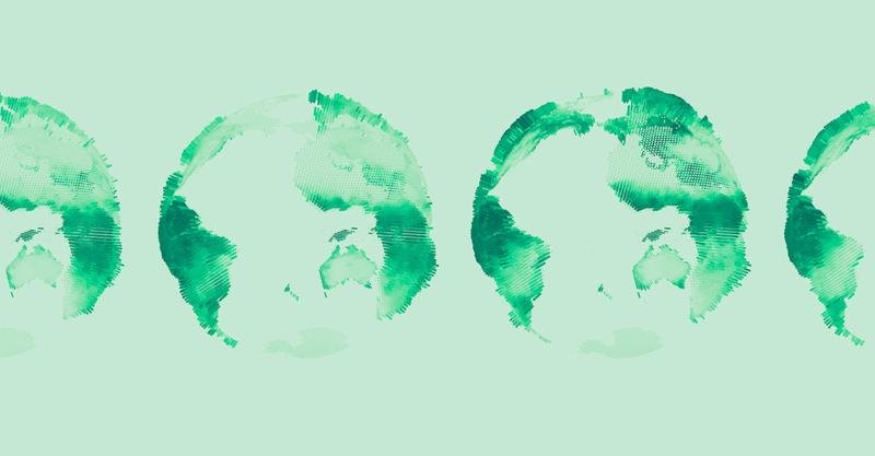 green | Pugnalom Das Grün der Vegetation an Land ändert sich im Lauf der Jahreszeiten. Forschende können den globalen „grünen Schwerpunkt“ berechnen und über Jahrzehnte hinweg verfolgen. Sie beobachten eine allmähliche Verschiebung nach Nordosten. | Copyright: Ida Flik