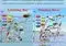 Two-panel infographic comparing organophosphate esters (OPEs) bioaccumulation in Liadong Bay and Songhua River, with TL axis, fish icons, and color-coded OPE labels (TPP, TBOP, TCPP, TEHP, TCEP, TDlCIPP, TBEP). Arrows indicate trophic transfer.